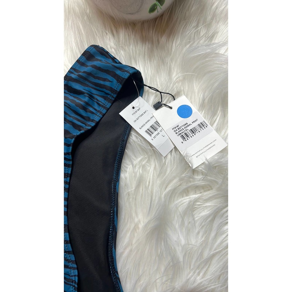 NWT Faithfull The Brand Womens Tropez Bikini Bottom Blance Animal Print Blue L - Picture 5 of 5